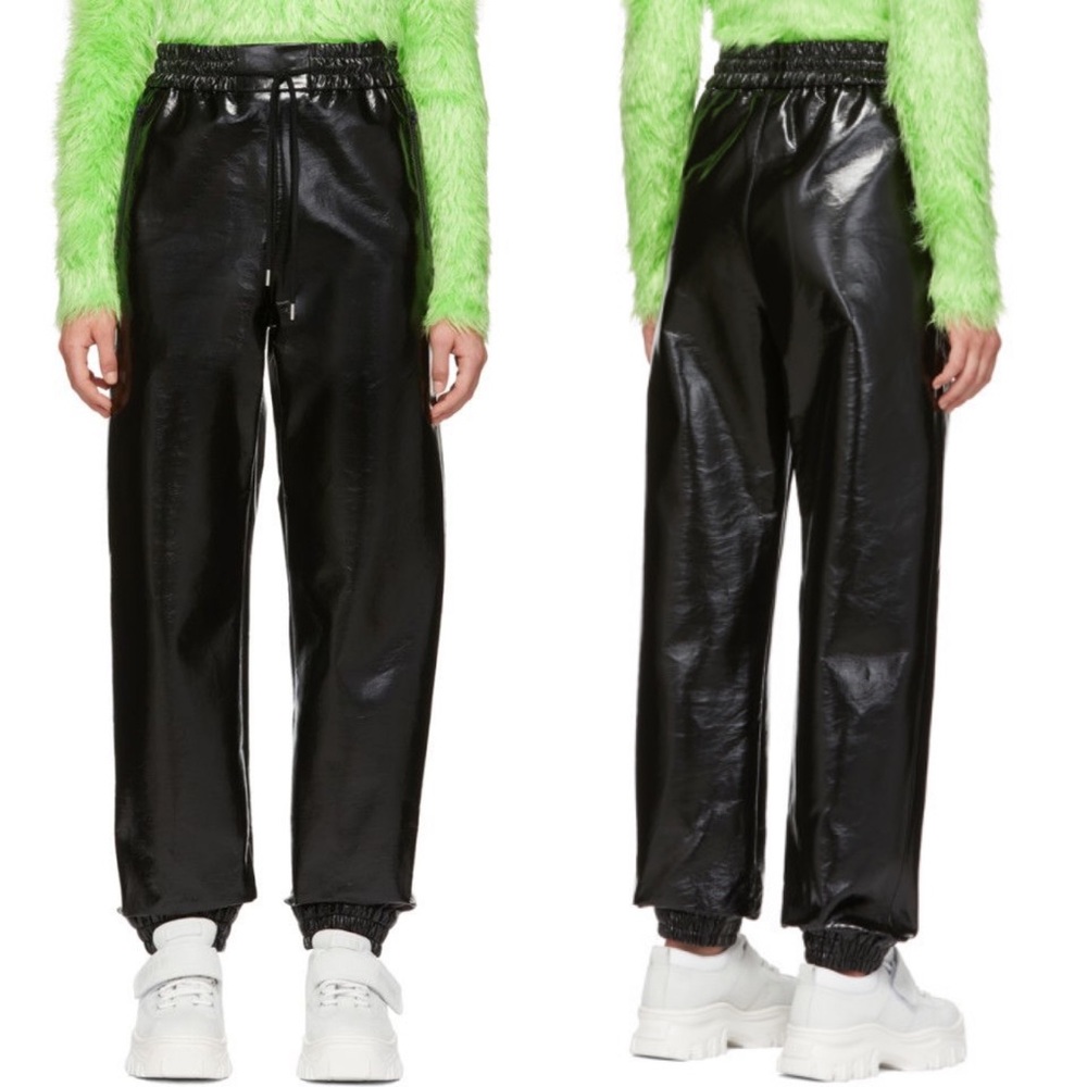 MSGM vinyl black sweat pants joggers